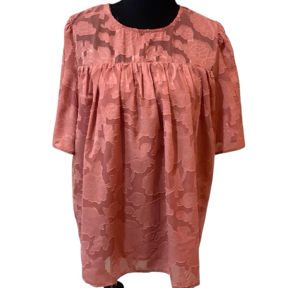 Purple Lava Pink Floral Oversized Short Sleeve Top Women’s Size Medium